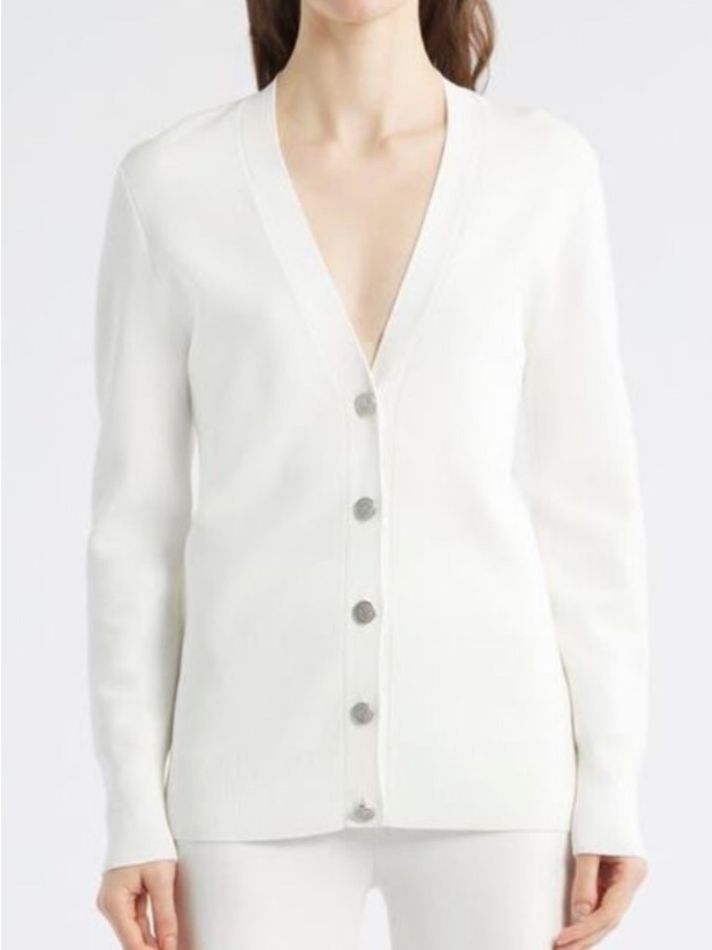 Kobi Halperin White V-Neck Button Cardigan